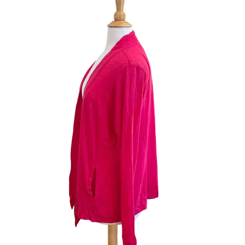 Calvin Klein Pink/Fuscia Linen Open Front Cardigan, Wrap, Drape, Asymmetrical L - Picture 2 of 9